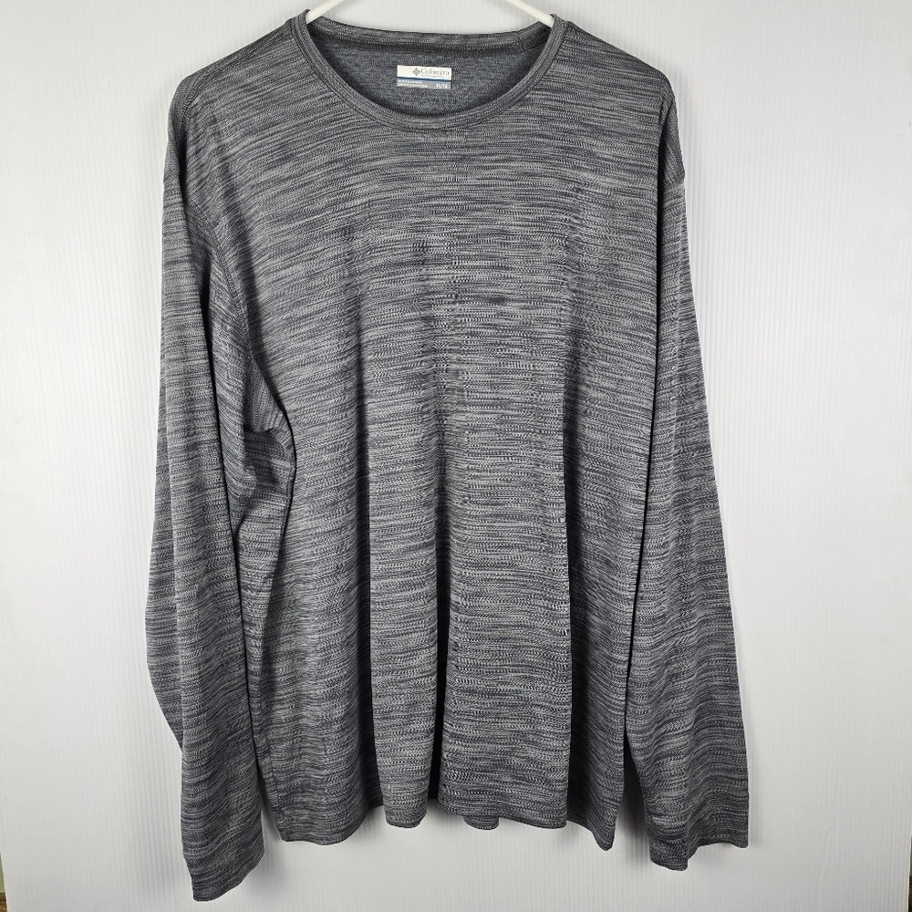 Columbia Men's Gray Heathered Dri Fit Long Sleeve Top Size XL LightweightCooling